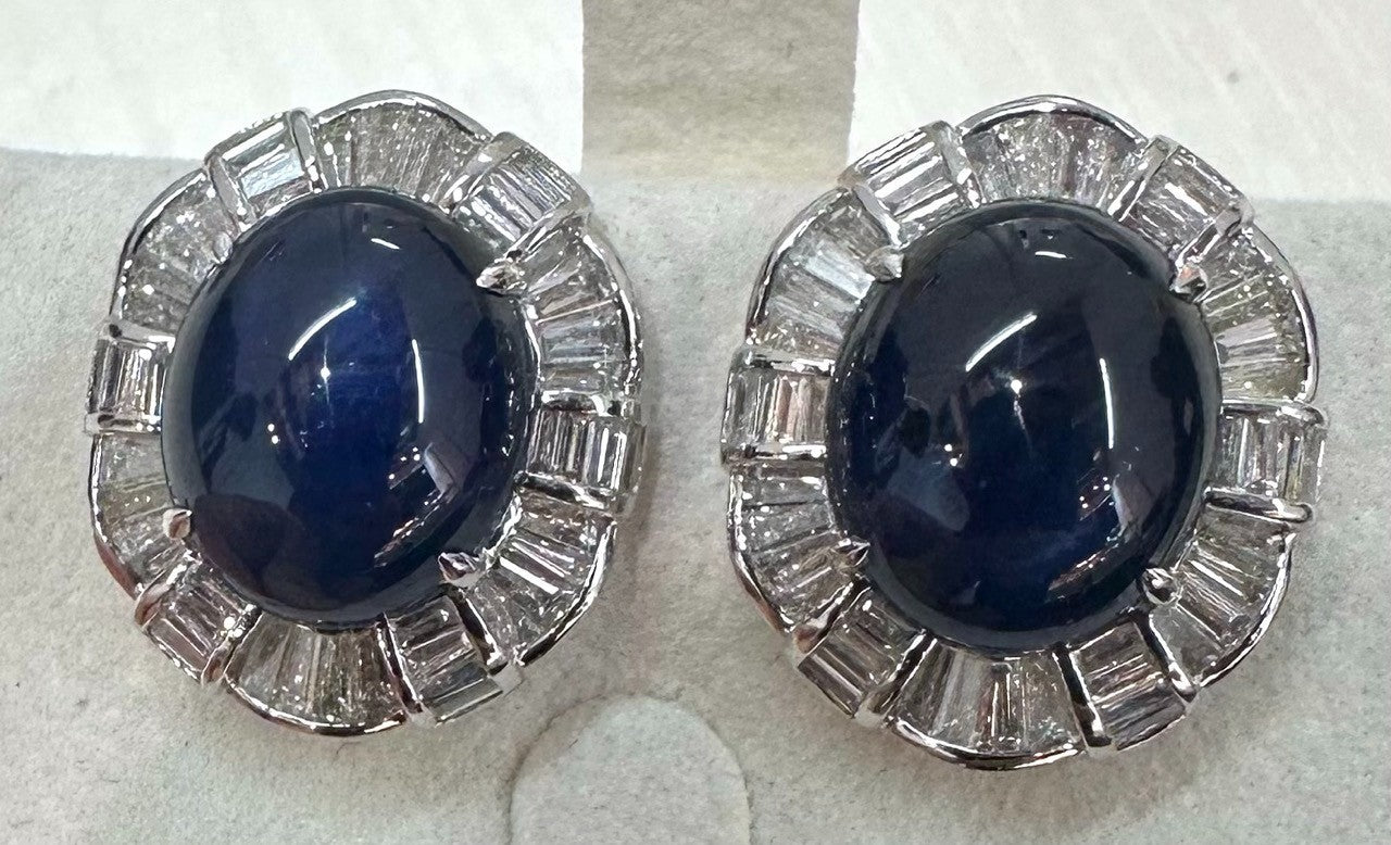 A Delightful 21.25ct Royal Blue Sapphire 18k & Diamond Earrings