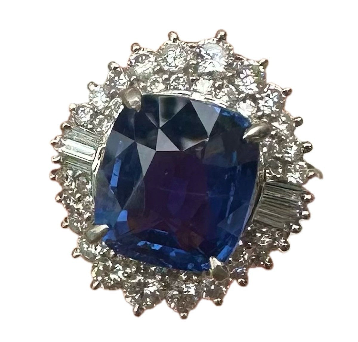 Unheated 6.00ct Blue Sapphire No Heat Platinum & Diamond Ring AIGS - Stunning!