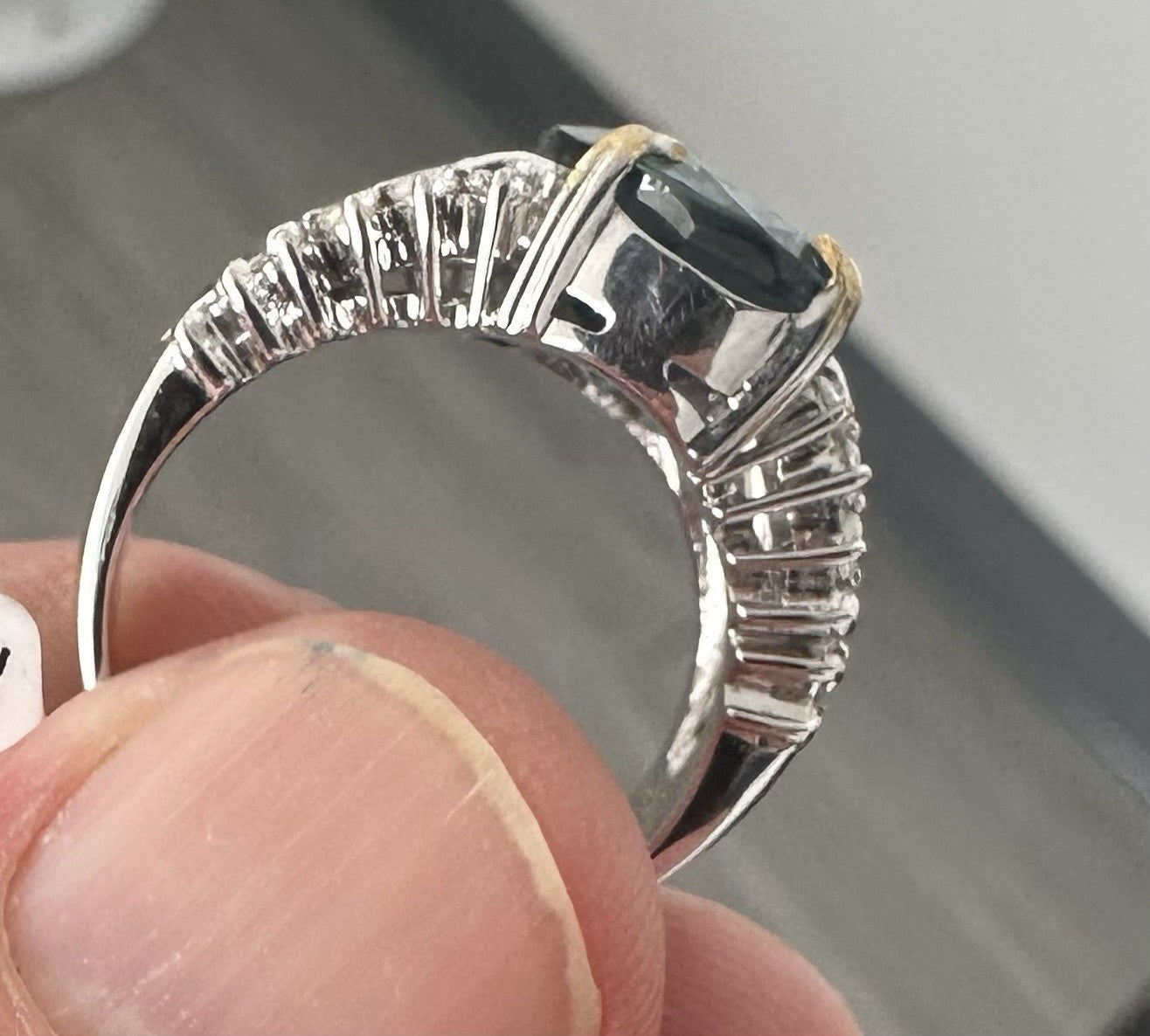 An Extraordinary 7.87ct Unheated Teal Sapphire & Diamond Platinum Ring AIGS Cert