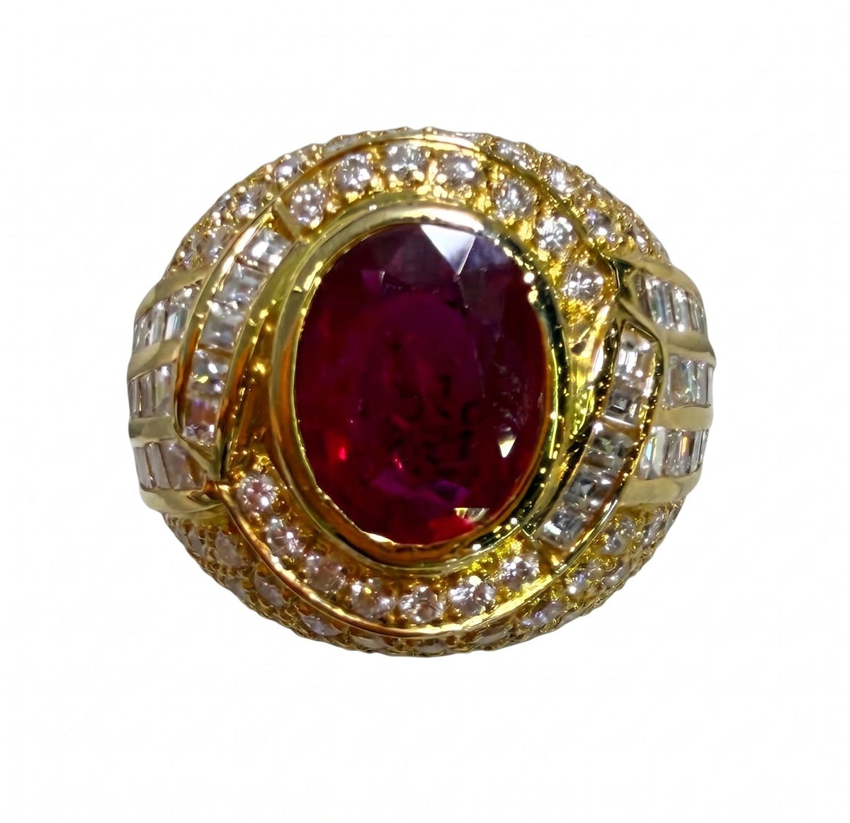 A Magnificent 4.16ct Thai Ruby & Diamond Platinum Mens Ring