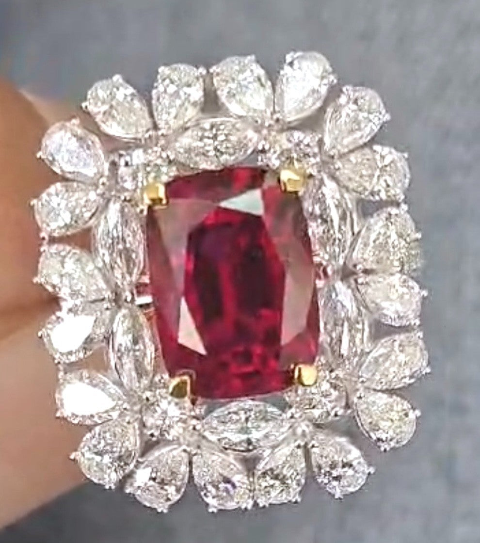 Unheated No Heat 5.19ct Thai Ruby Ring GIA - World Class!