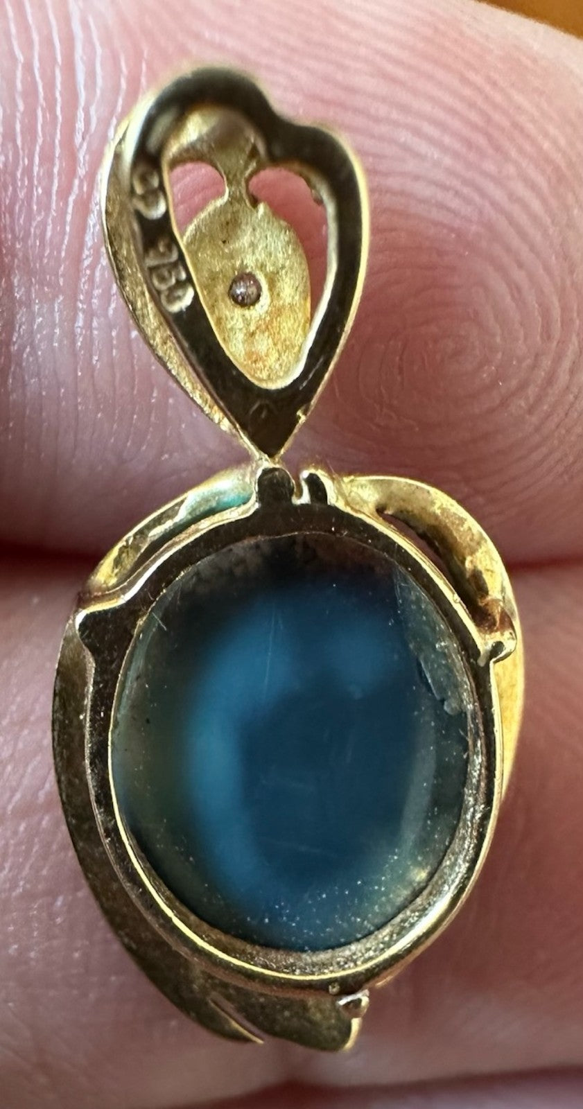An Exquisite Australian Black Opal & Diamond 18k Pendant