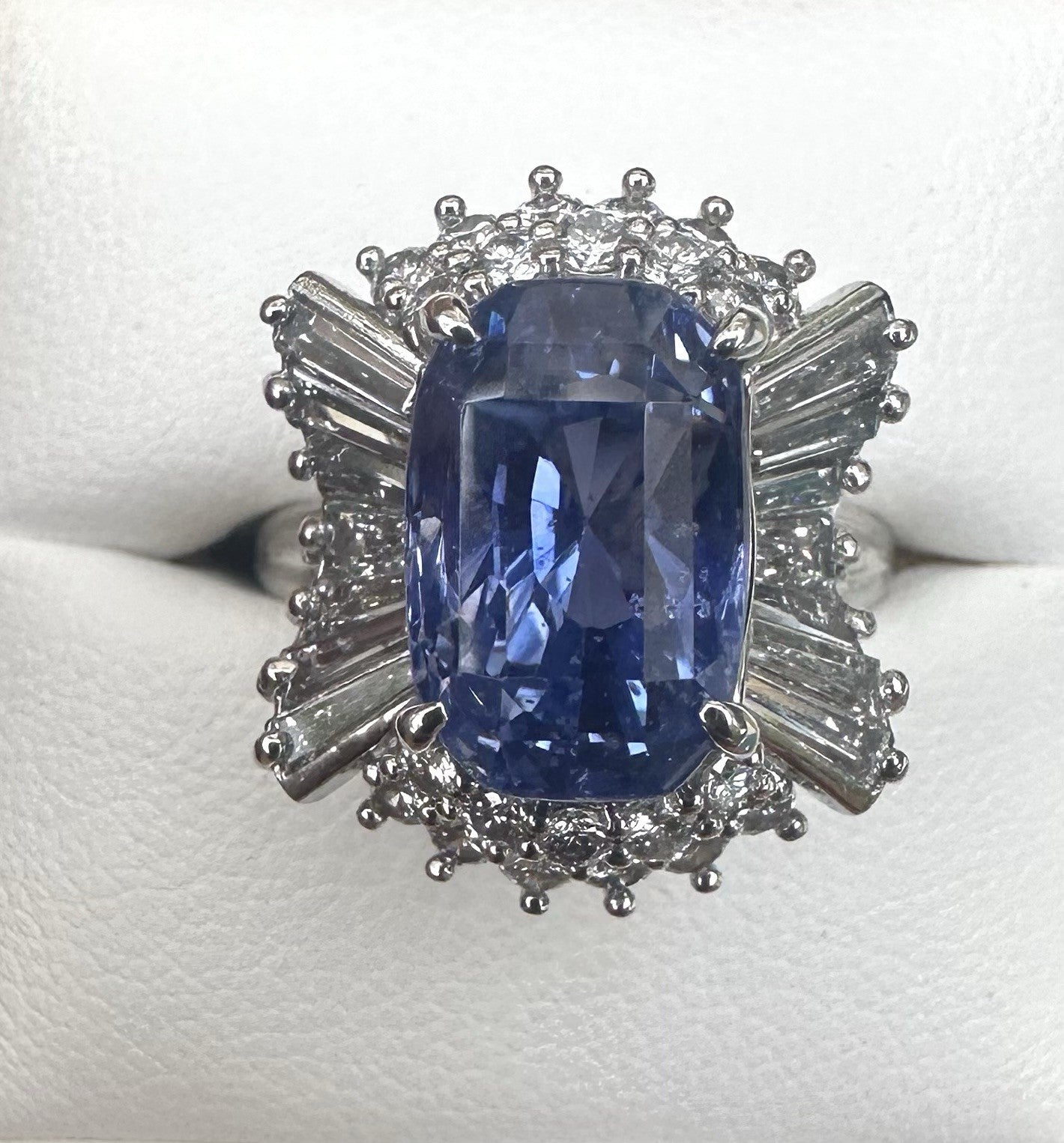 Unheated 7.38ct Blue Sapphire No Heat 18k & Diamond Ring & Cert - Stunning!