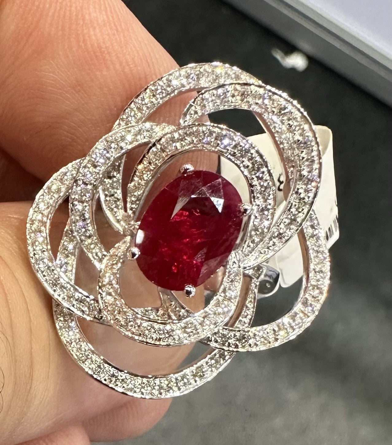 An Exquisite 2.53ct Thai Ruby & Diamond Platinum Ring GRS