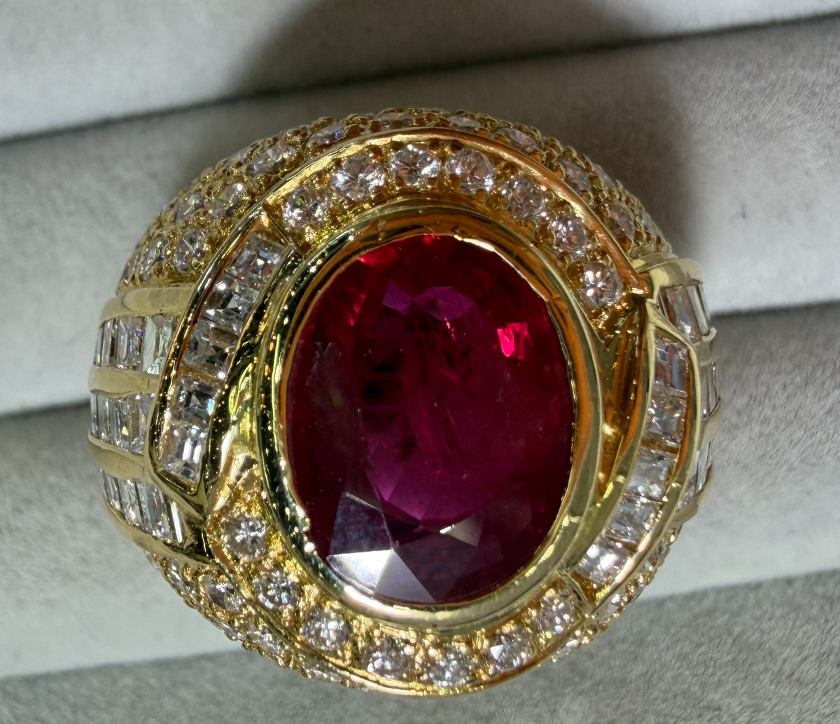 A Magnificent 4.16ct Thai Ruby & Diamond Platinum Mens Ring