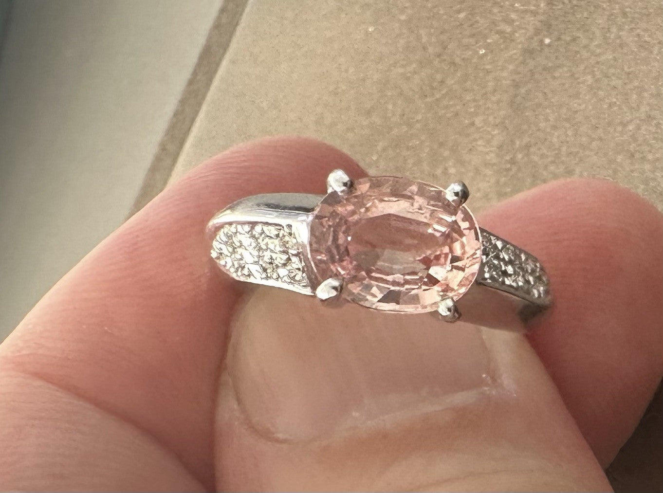 A Delightful 2.11ct Padparadscha Sapphire & Diamond Platinum Ring
