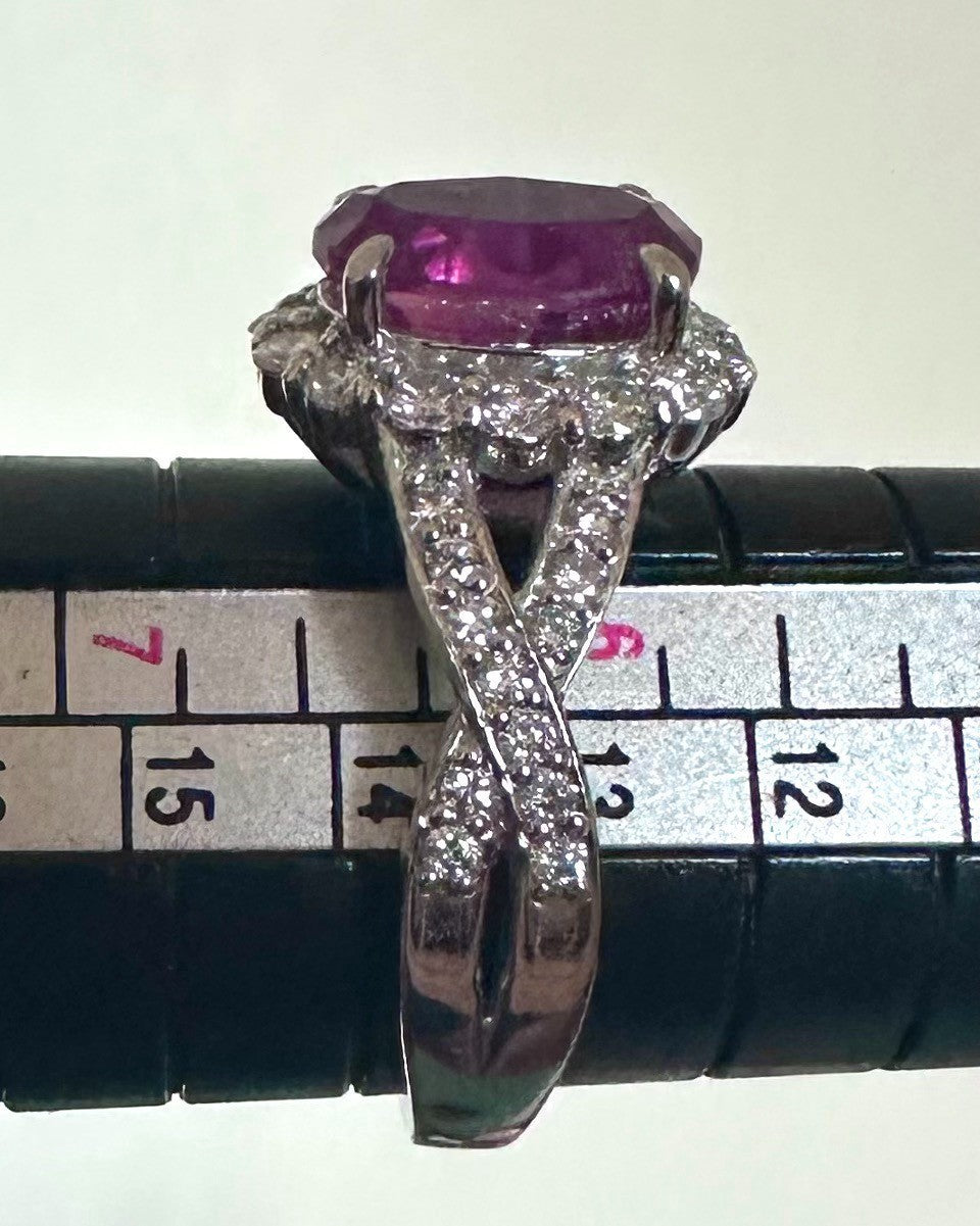 Unheated 3.07ct Burma Pink Sapphire No Heat & Diamond Ring Lotus Certificate