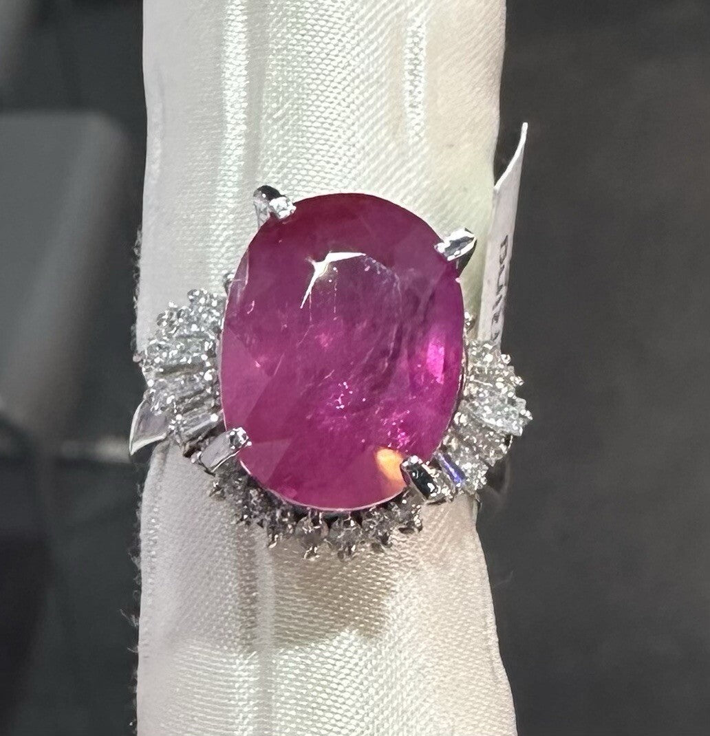 An Immense 9.71ct Burma Ruby & Diamond Ring AIGS