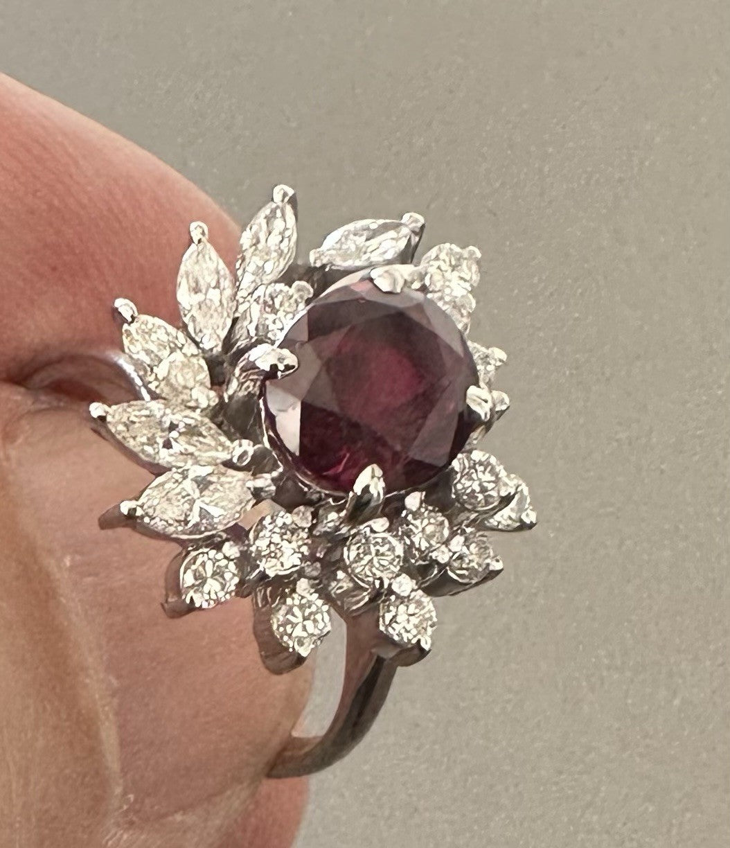 2.03ct ‘Pigeon’s  Blood’ Thai Ruby & Diamond Platinum Ring