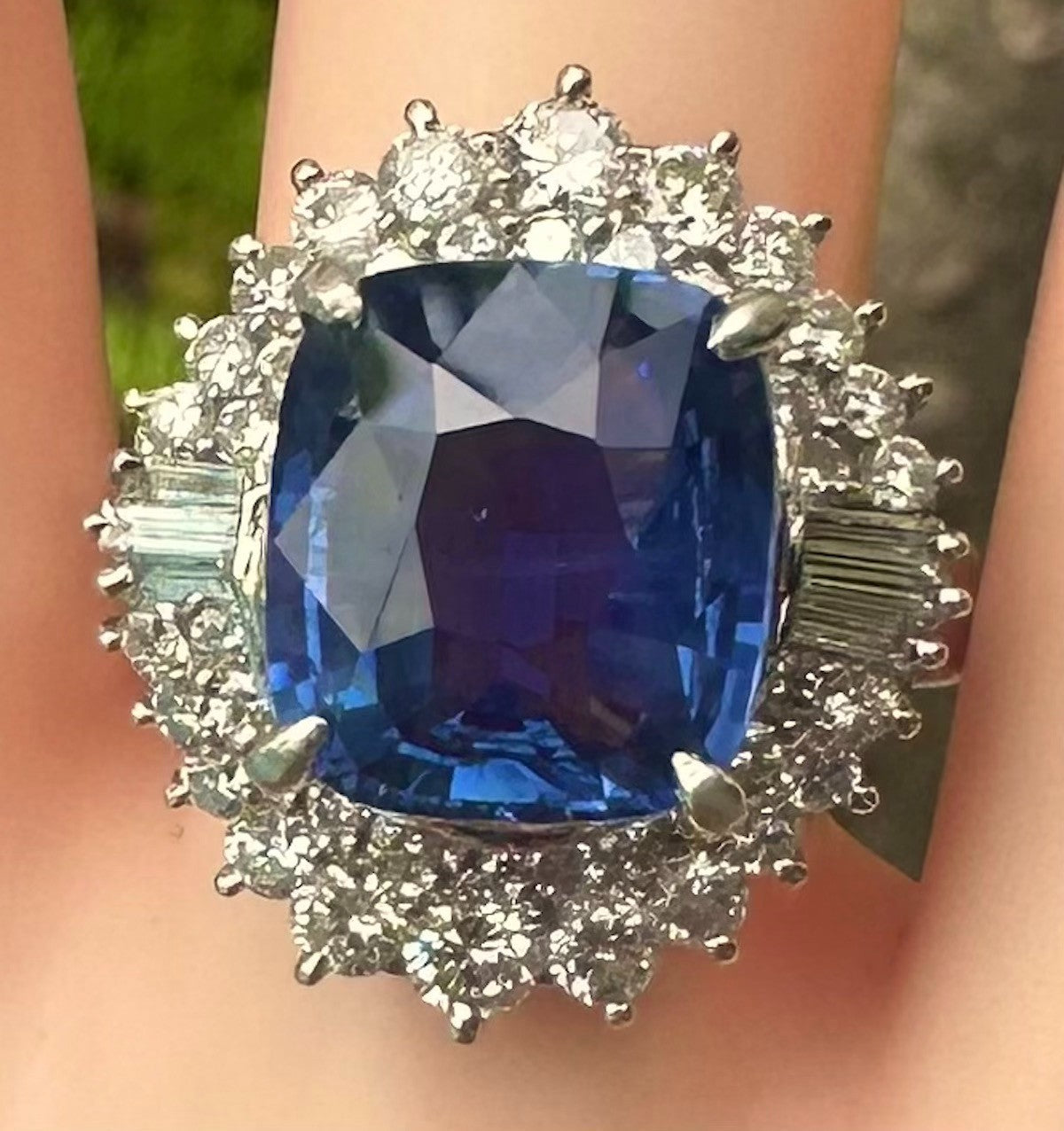 Unheated 6.00ct Blue Sapphire No Heat Platinum & Diamond Ring AIGS - Stunning!