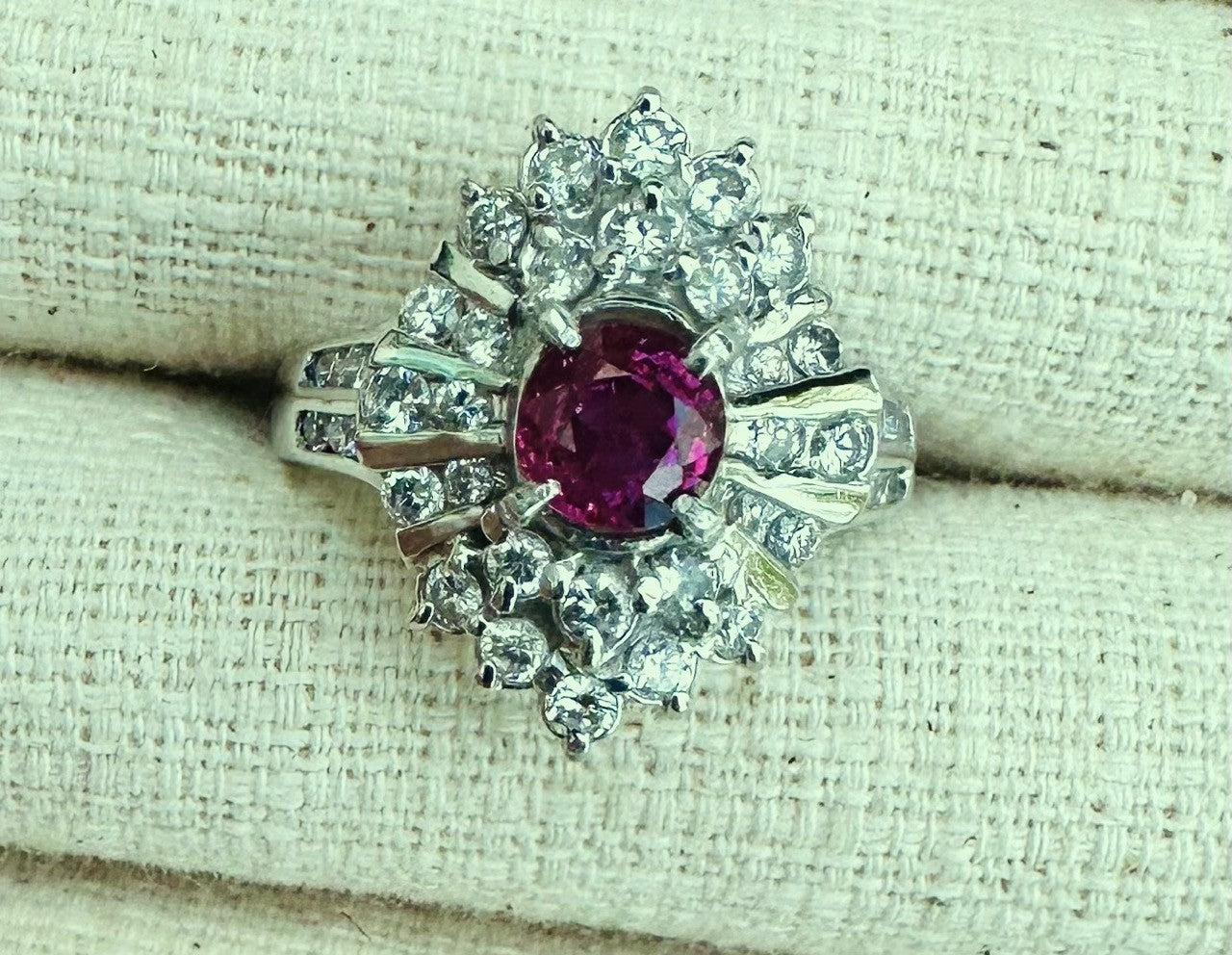 Unheated 1.12ct Burma Ruby Platinum Diamond Ring GIA No Heat - Exquisite!