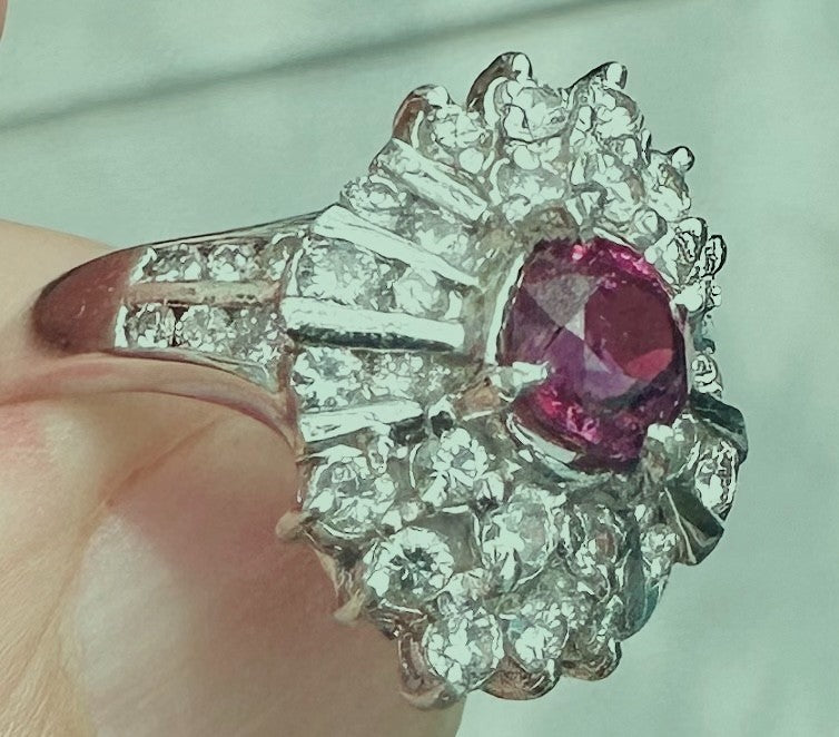 Unheated 1.12ct Burma Ruby Platinum Diamond Ring GIA No Heat - Exquisite!
