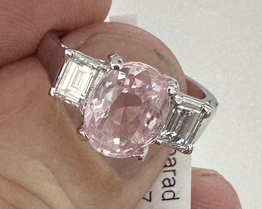 Sensational Unheated No Heat 3.06ct Padparadscha Sapphire Ring AIGS Certificate