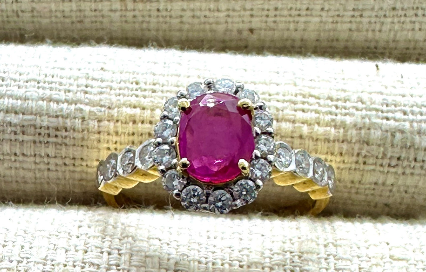 An Exquisite Unheated No Heat 1.02ct Burma Ruby & Diamond 18k Ring