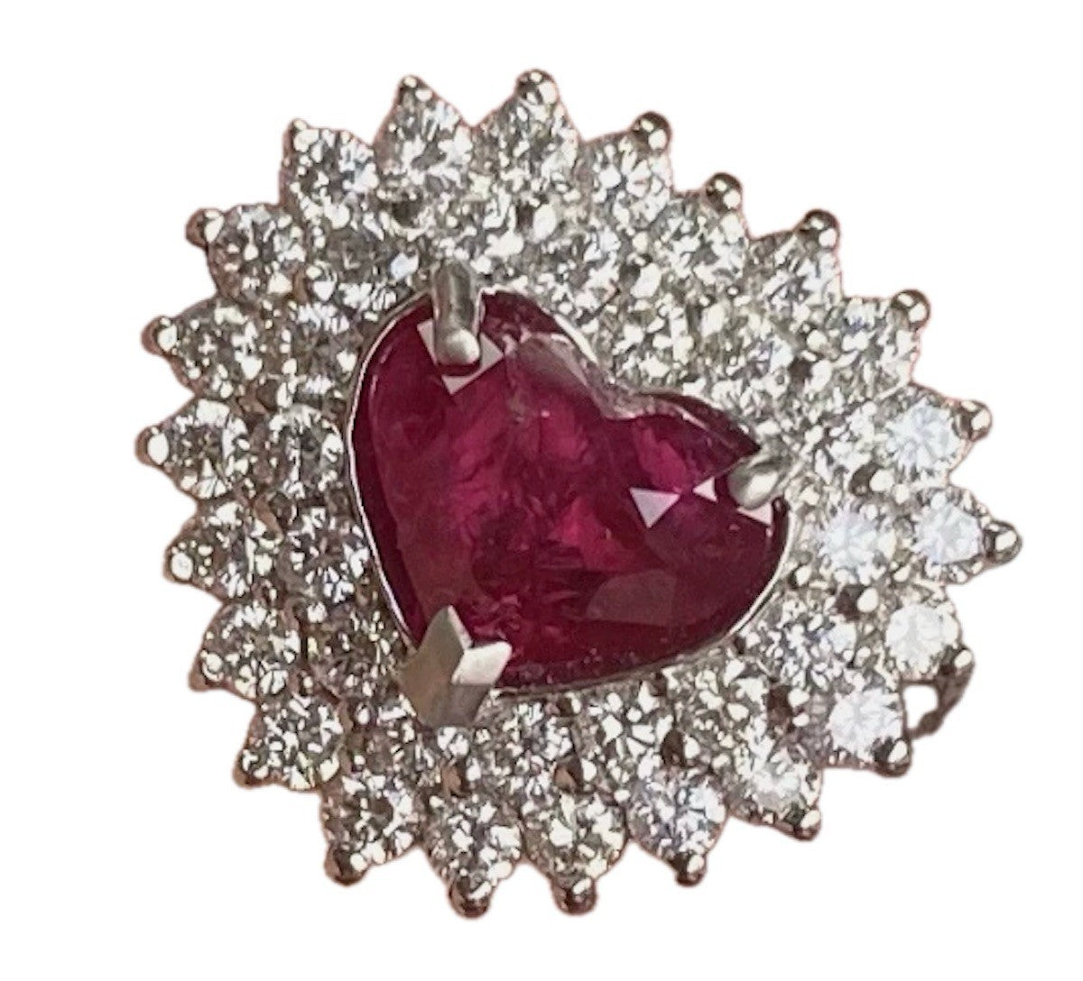Unheated 2.09ct Burma Ruby & Diamond Platinum Ring + Certificate