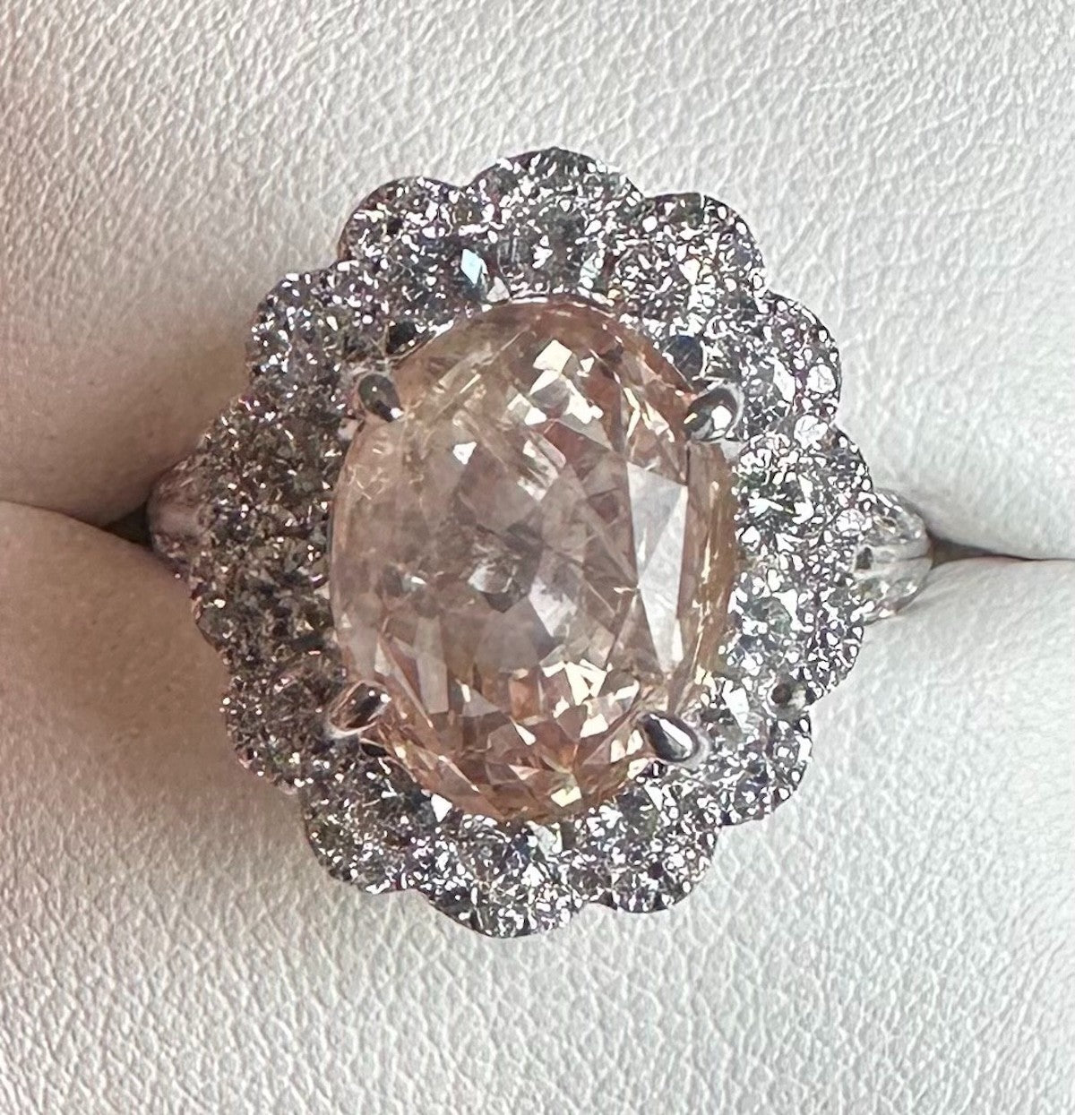Unheated 9.78ct Padparadscha Sapphire No Heat Ring AIGS Cert- Impressive!