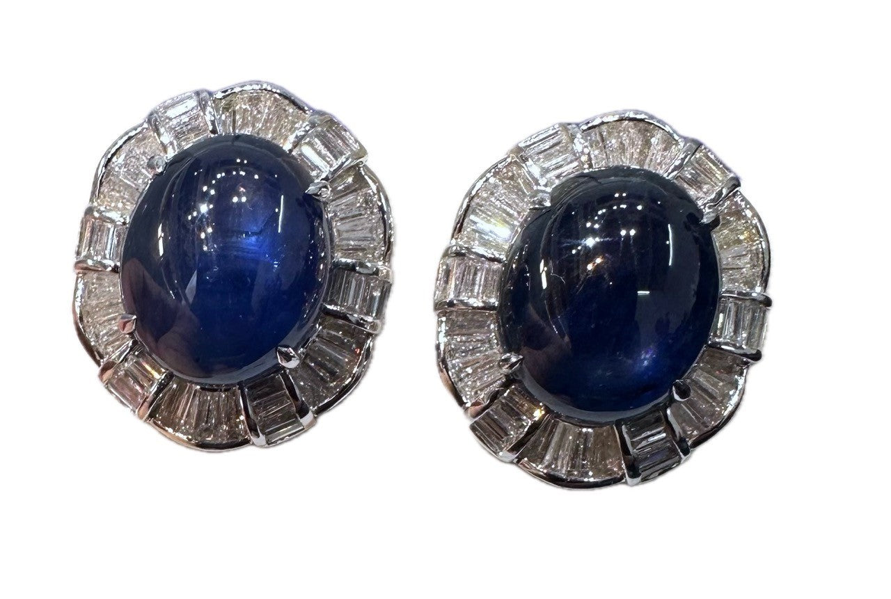 A Delightful 21.25ct Royal Blue Sapphire 18k & Diamond Earrings