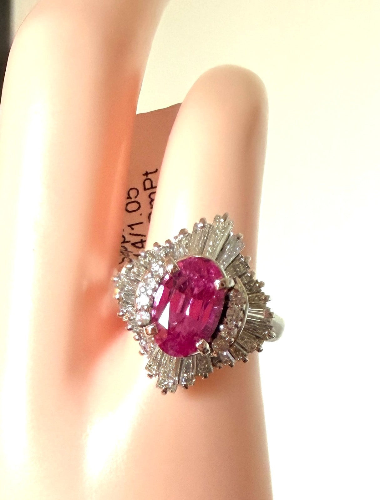 A Stunning 2.44ct Fuschia Pink Sapphire & Diamond Ring