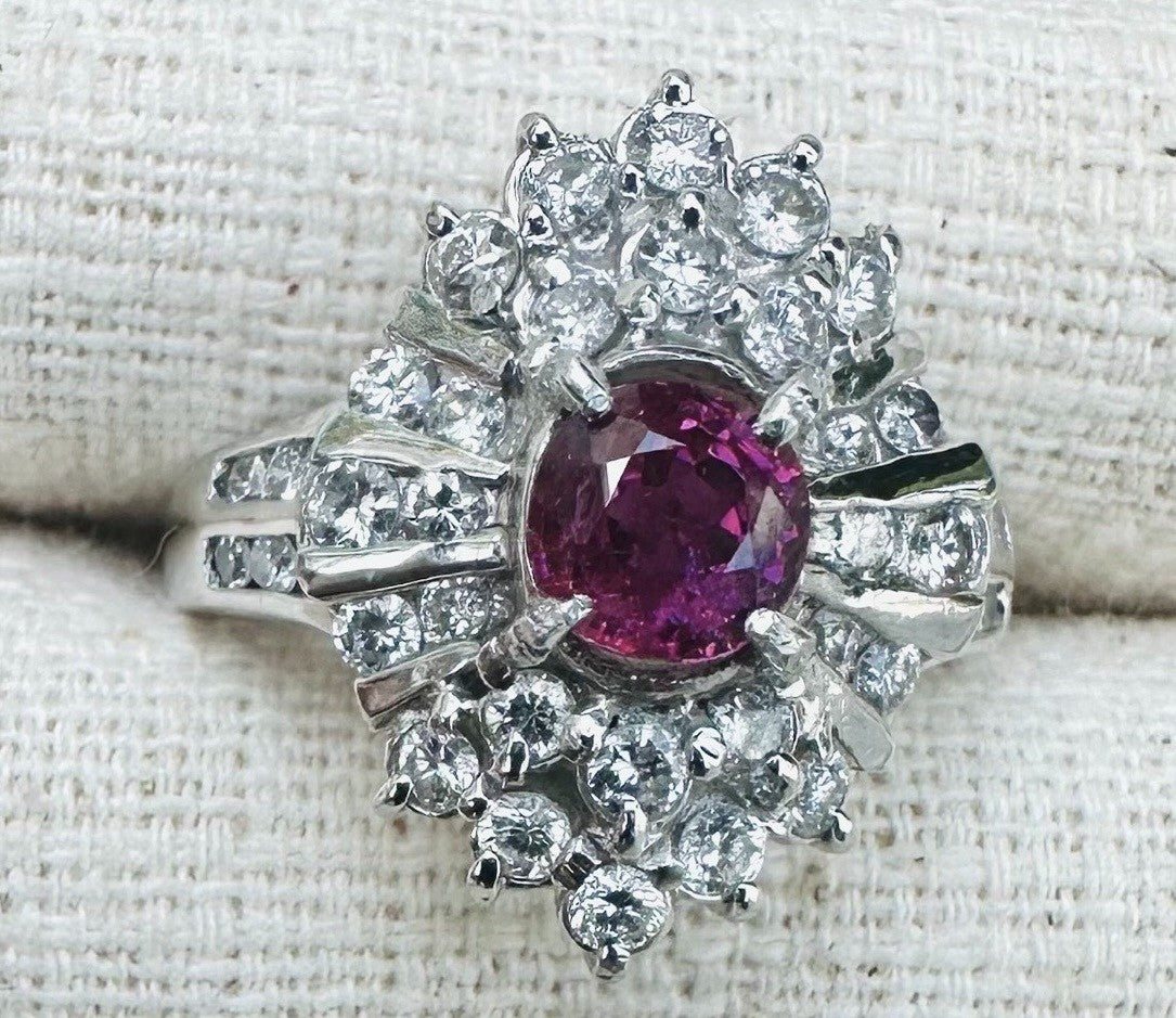 Unheated 1.12ct Burma Ruby Platinum Diamond Ring GIA No Heat - Exquisite!