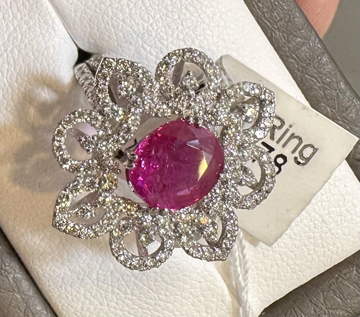 Beautiful Unheated No Heat 1.92ct Burma Ruby & Diamond Ring AIGS
