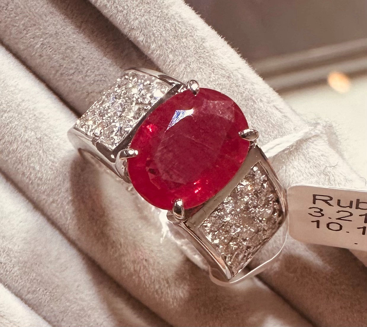 A Magnificent 3.21ct Burma Ruby & Diamond Platinum Ring
