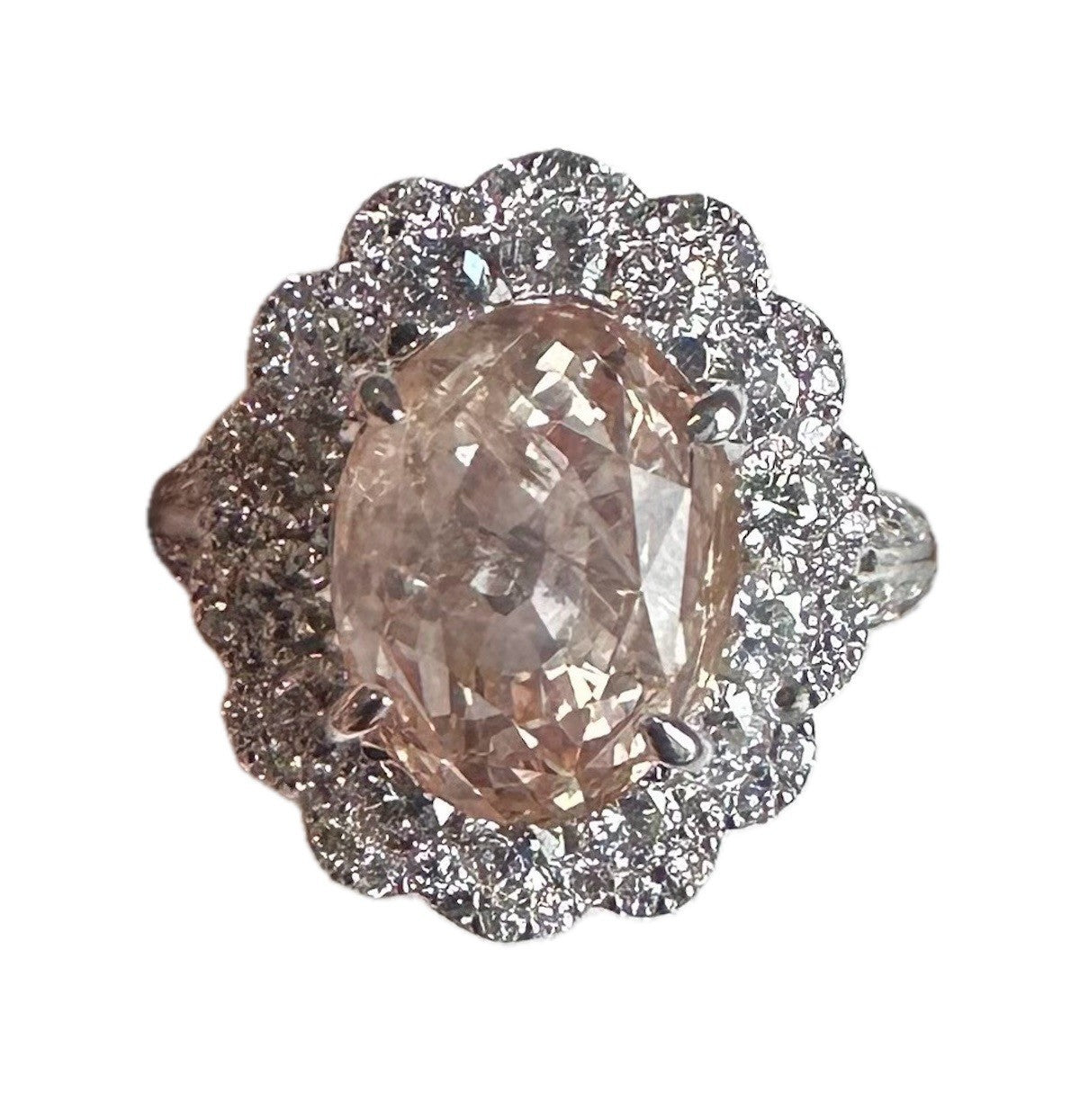 Unheated 9.78ct Padparadscha Sapphire No Heat Ring AIGS Cert- Impressive!