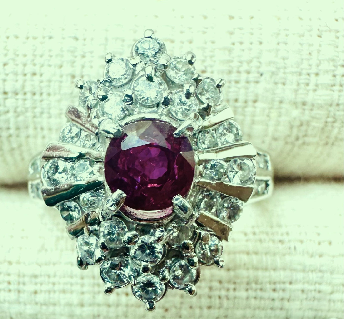 Unheated 1.12ct Burma Ruby Platinum Diamond Ring GIA No Heat - Exquisite!