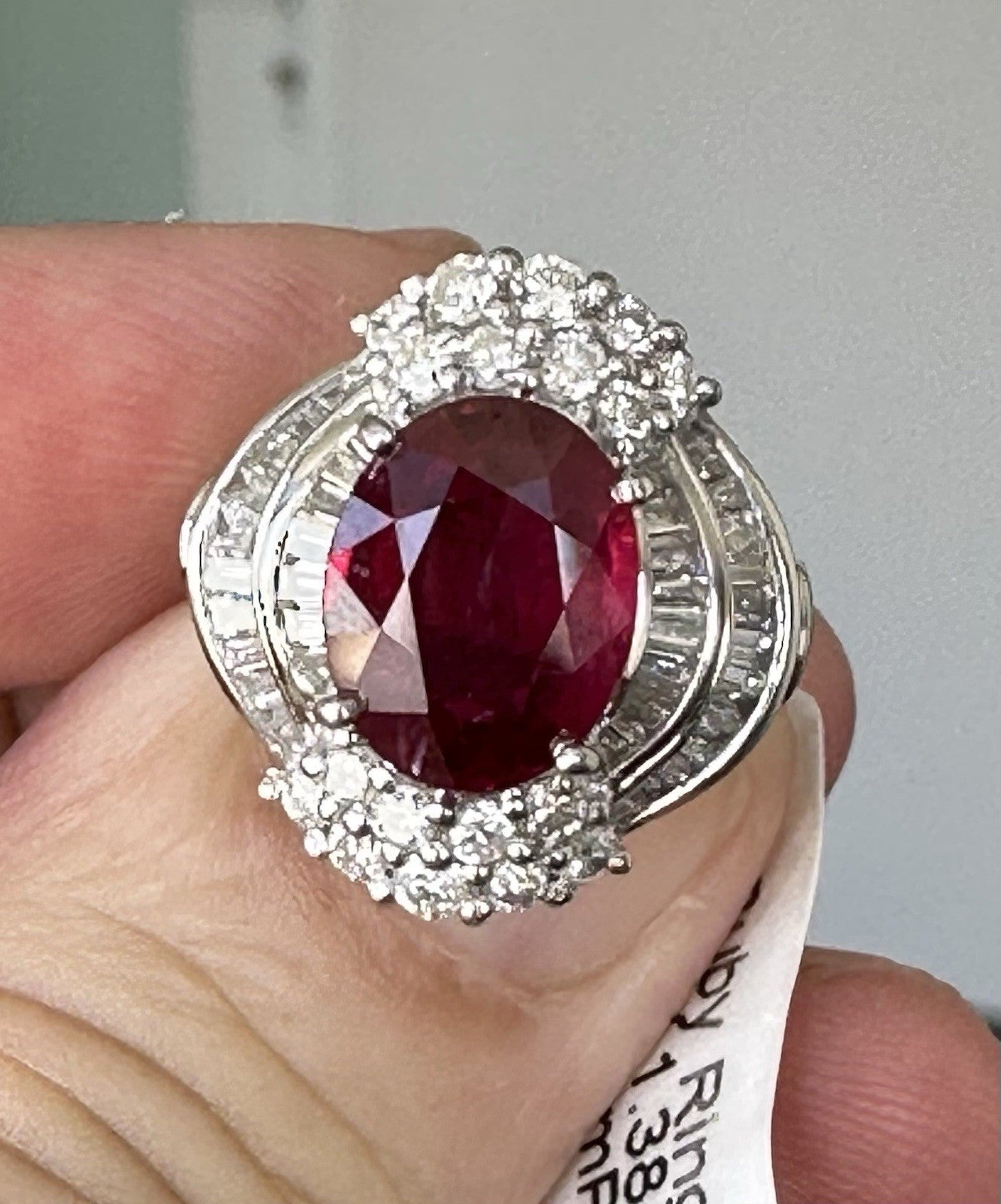 A Magnificent 4.02ct Thai Ruby & Diamond Platinum Ring