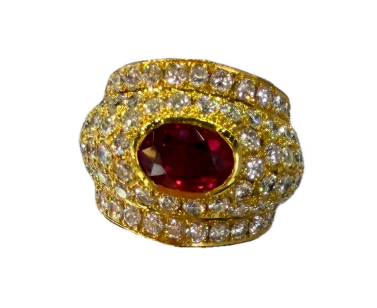 A Magnificent 2.02ct Ruby & Diamond 18k Unisex Ring