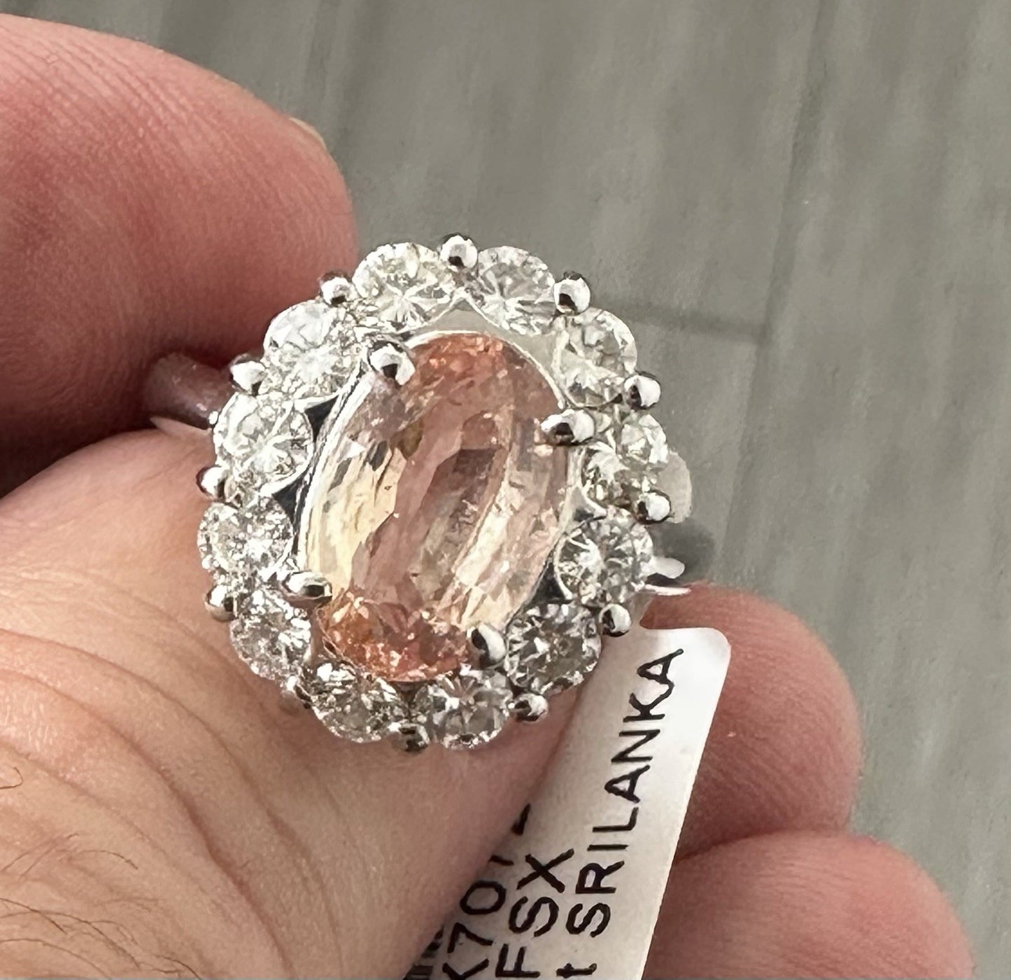 An Extraordinary Unheated 3.91ct Padparadscha Sapphire & Diamond Ring GIA