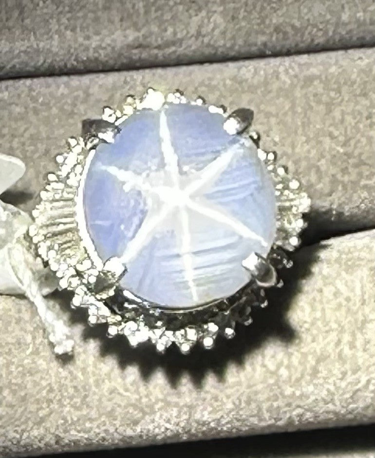 An Immense Sri Lanka 13.25ct Star Sapphire & Diamond Platinum Ring