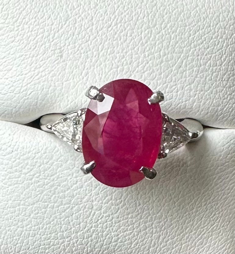 4.95ct Burma Ruby & Diamond Platinum Ring + Certificate