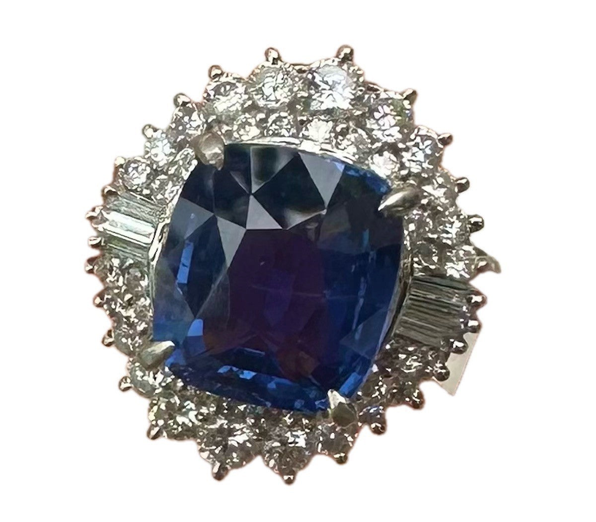 Unheated 6.00ct Blue Sapphire No Heat Platinum & Diamond Ring AIGS - Stunning!