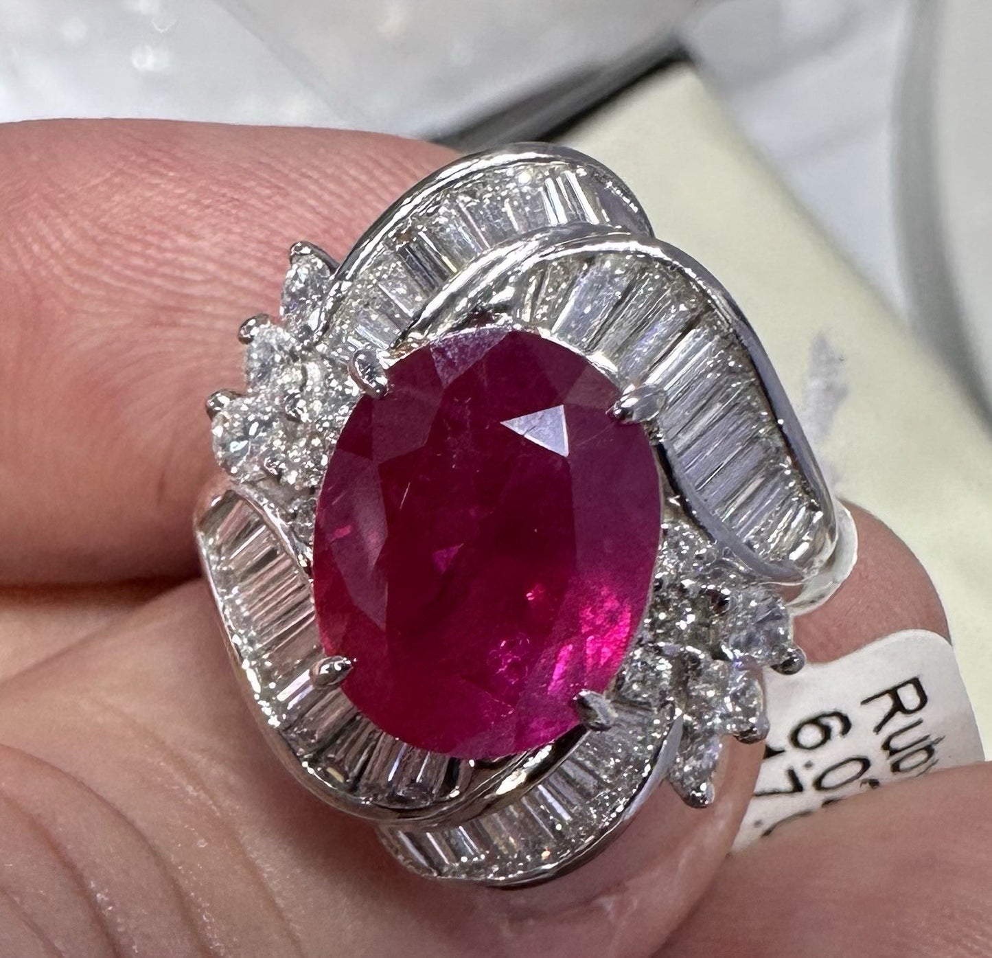 An Immense 6.02ct Burma Ruby & Diamond Ring GIA