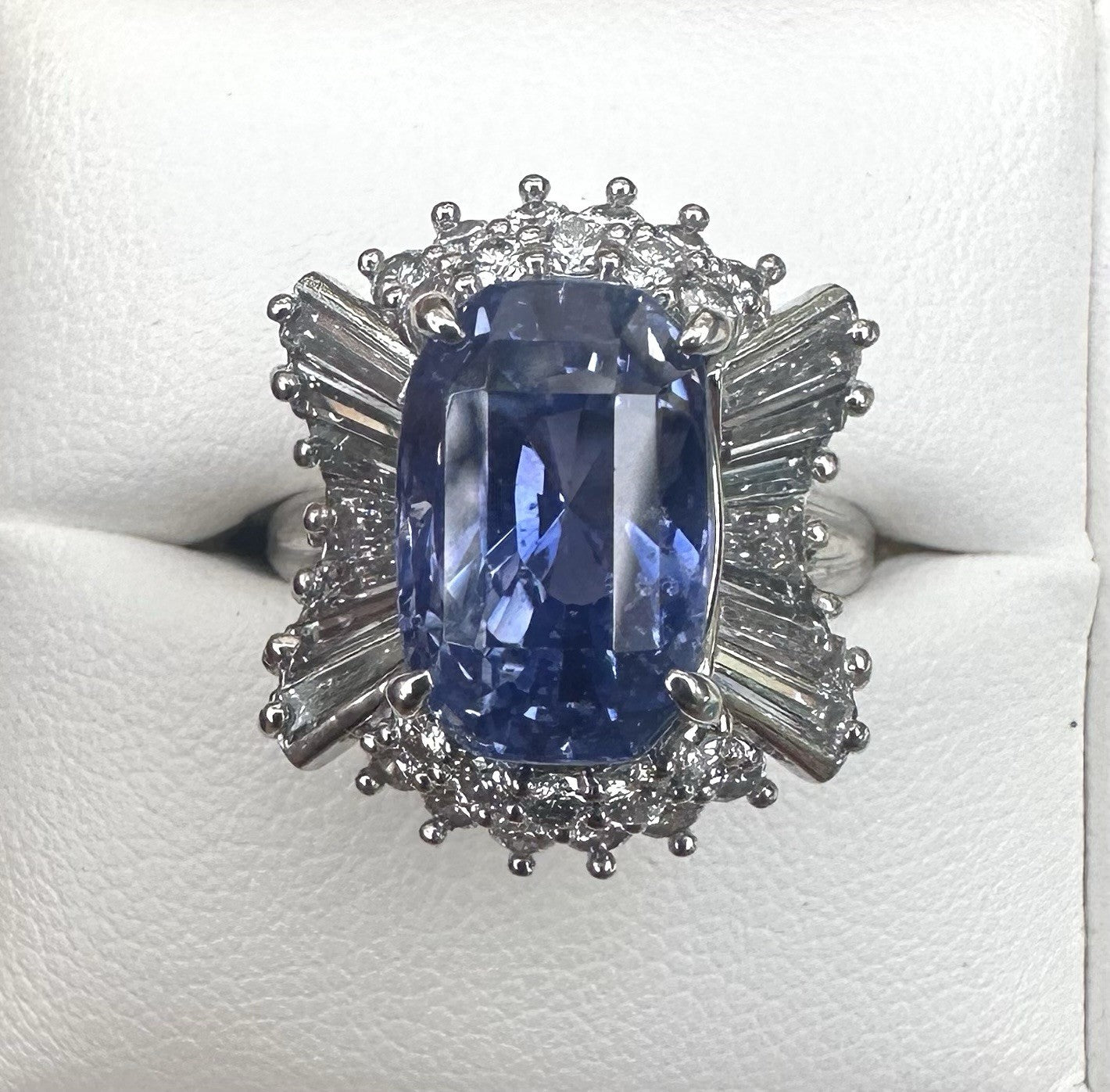 Unheated 7.38ct Blue Sapphire No Heat 18k & Diamond Ring & Cert - Stunning!