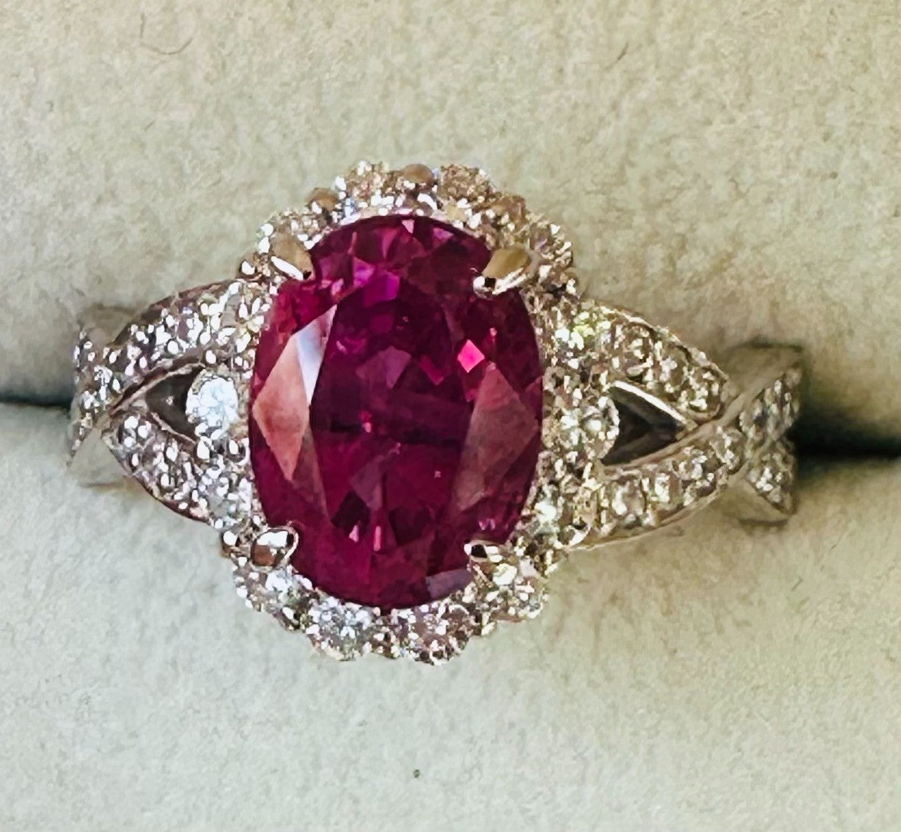 Unheated 3.07ct Burma Pink Sapphire No Heat & Diamond Ring Lotus Certificate