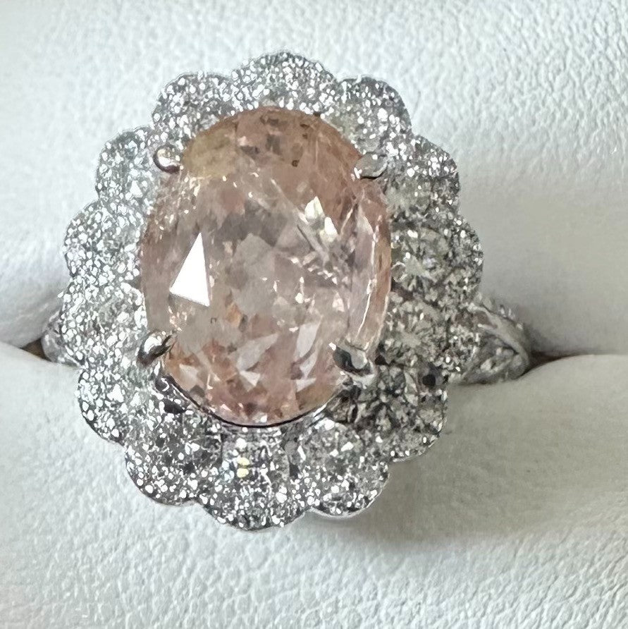 Unheated 9.78ct Padparadscha Sapphire No Heat Ring AIGS Cert- Impressive!