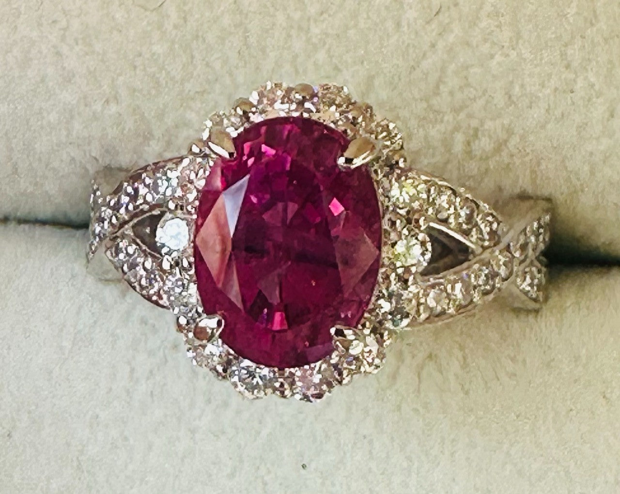 Unheated 3.07ct Burma Pink Sapphire No Heat & Diamond Ring Lotus Certificate