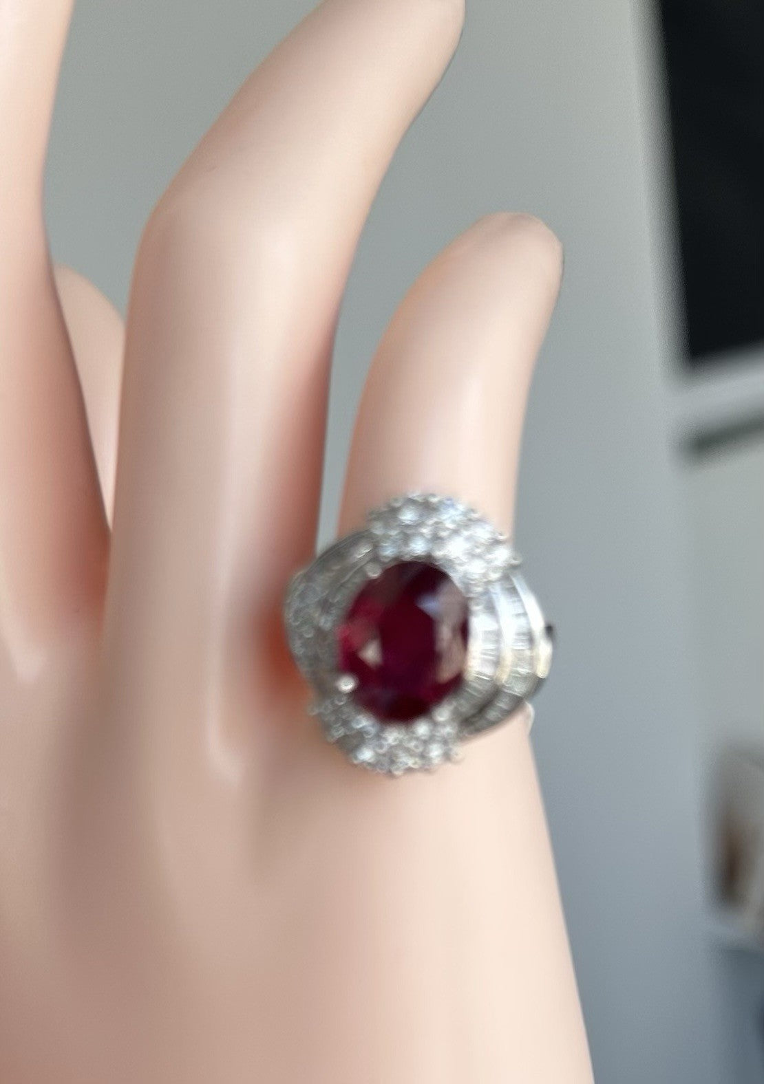 A Magnificent 4.02ct Thai Ruby & Diamond Platinum Ring