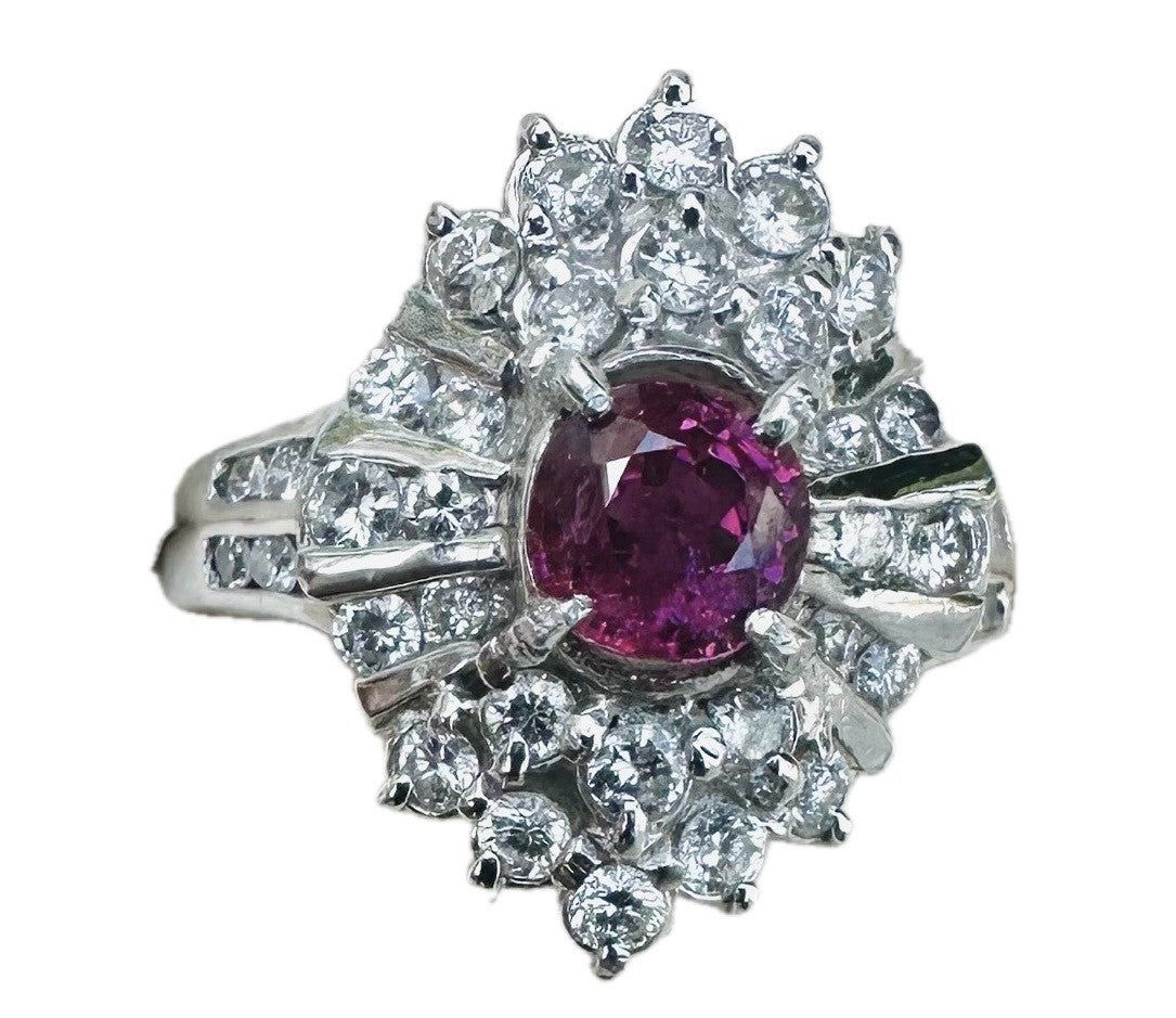 Unheated 1.12ct Burma Ruby Platinum Diamond Ring GIA No Heat - Exquisite!