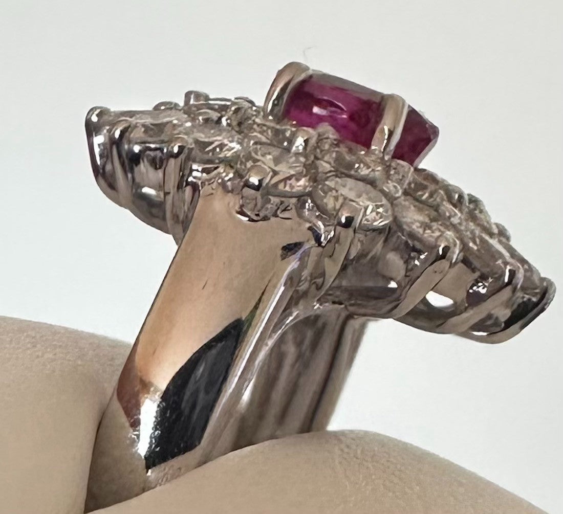 A Magnificent Unheated Burma 1.36ct Pigeon’s Blood Ruby & Diamond Ring GRS
