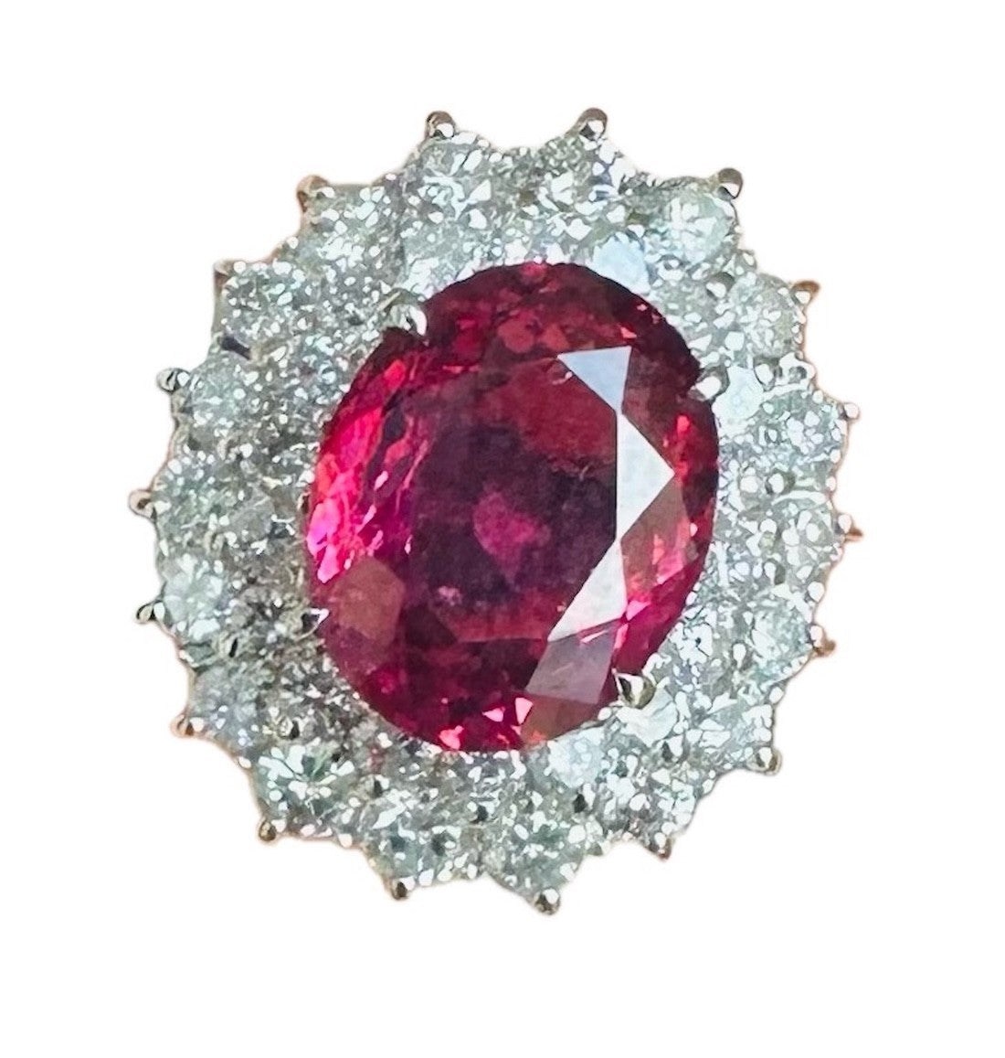 A Magnificent 3.03ct Unheated Burma Red Spinel & Diamond Ring