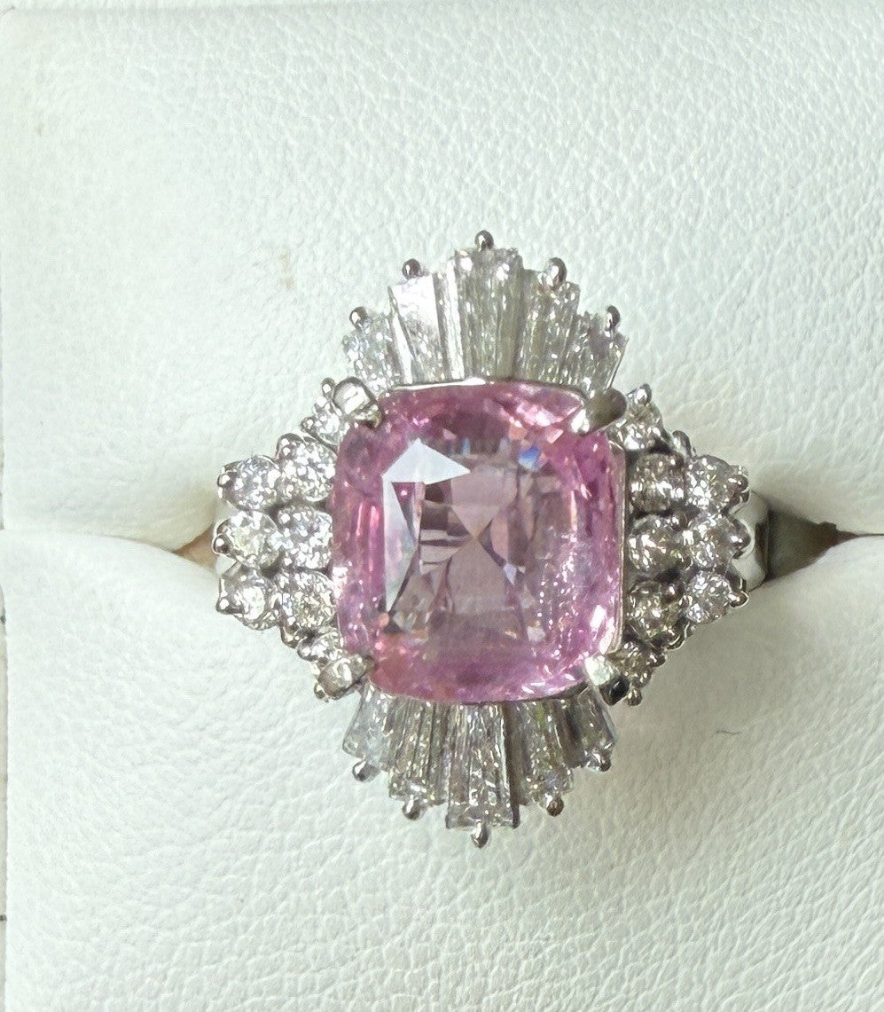 A Superb Unheated 3.64ct Padparadscha Sapphire No Heat Ring AIGS