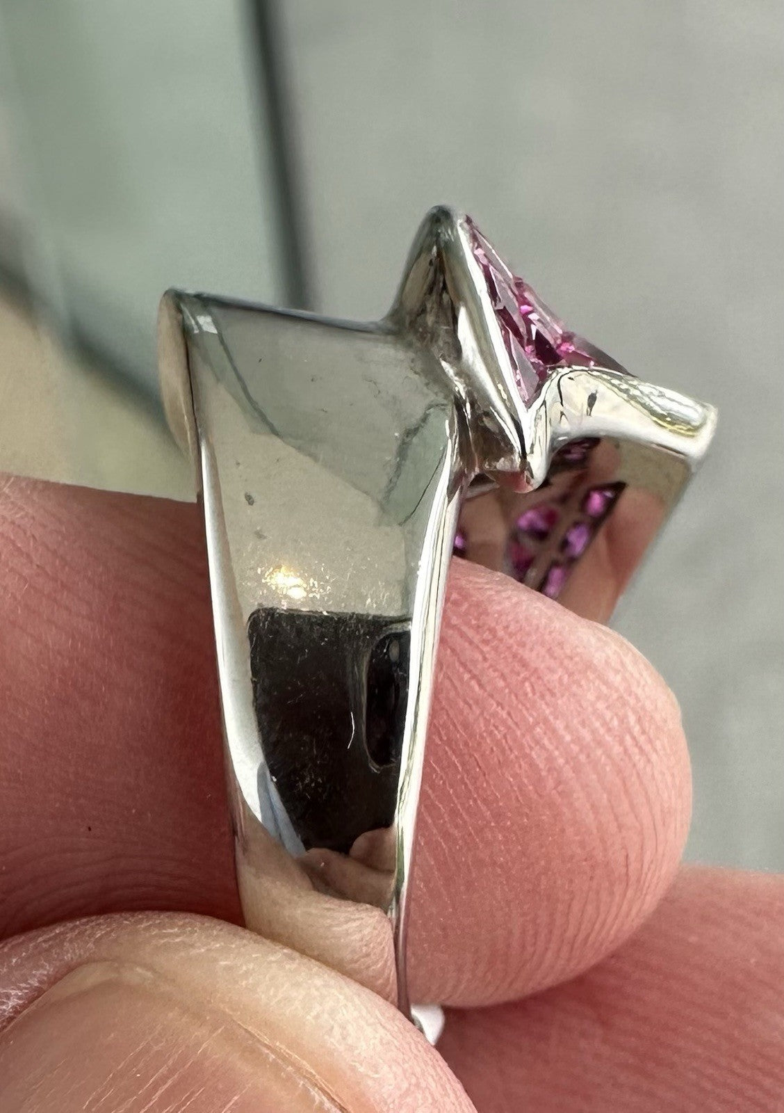 A Beautiful Invisible Set Burma Ruby & Diamond Platinum Ring