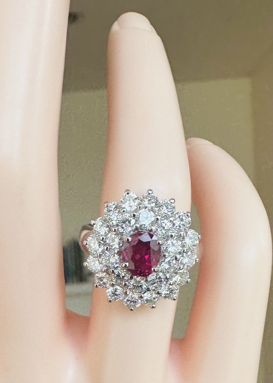 A Magnificent Unheated Burma 1.36ct Pigeon’s Blood Ruby & Diamond Ring GRS