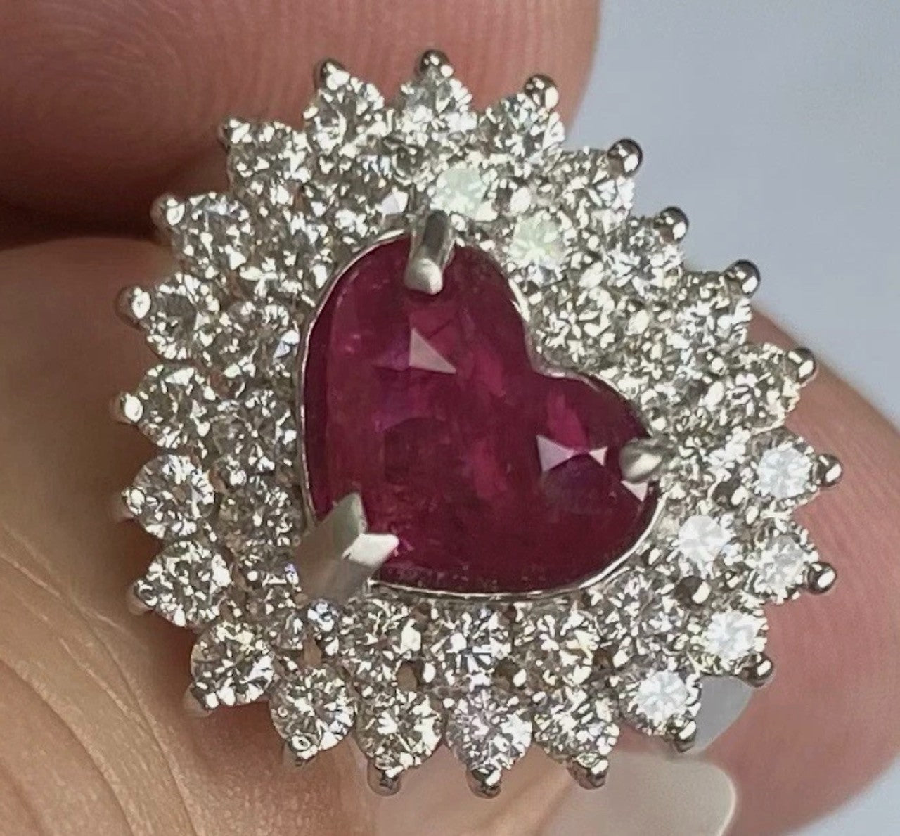 Unheated 2.09ct Burma Ruby & Diamond Platinum Ring + Certificate