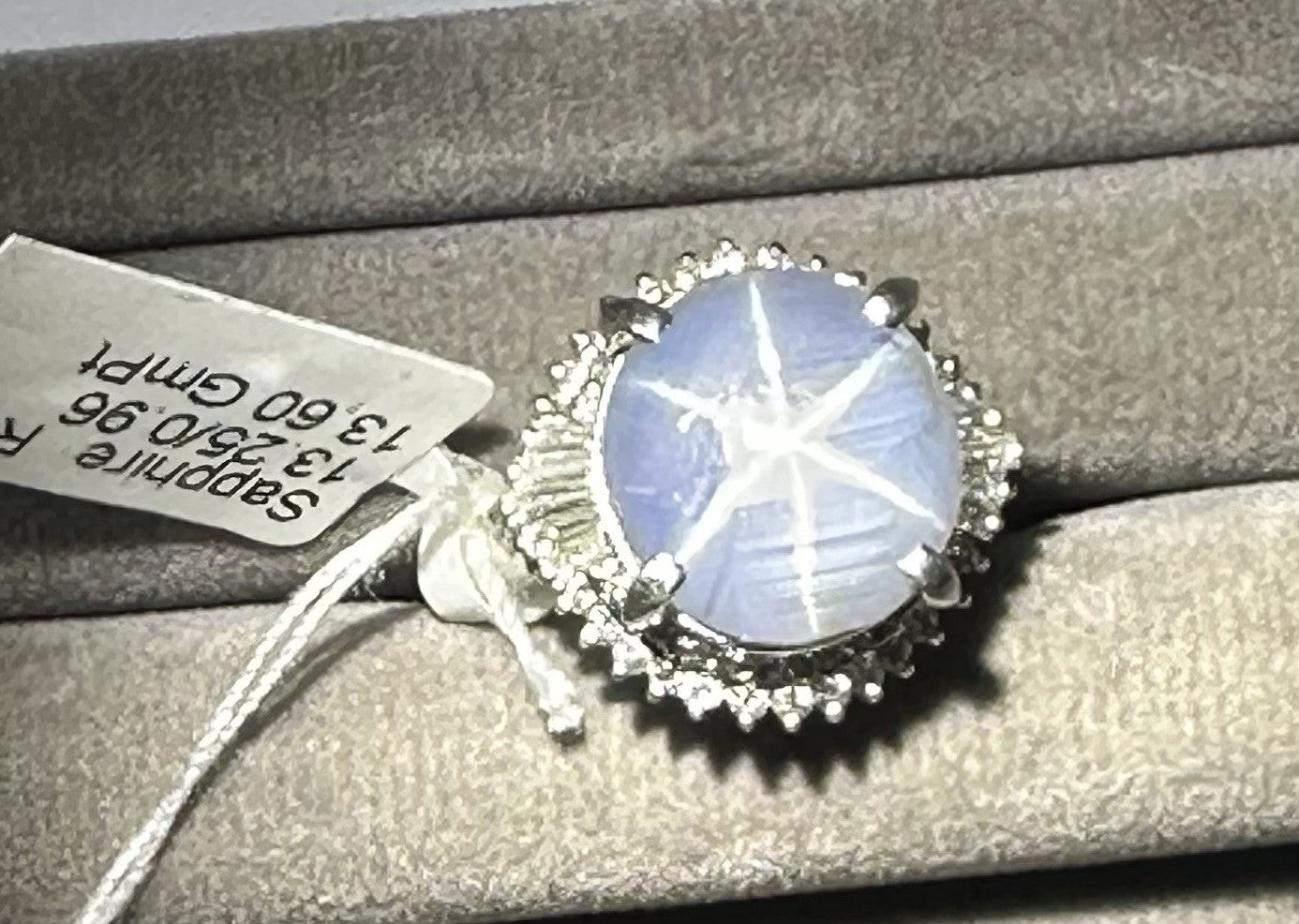 An Immense Sri Lanka 13.25ct Star Sapphire & Diamond Platinum Ring