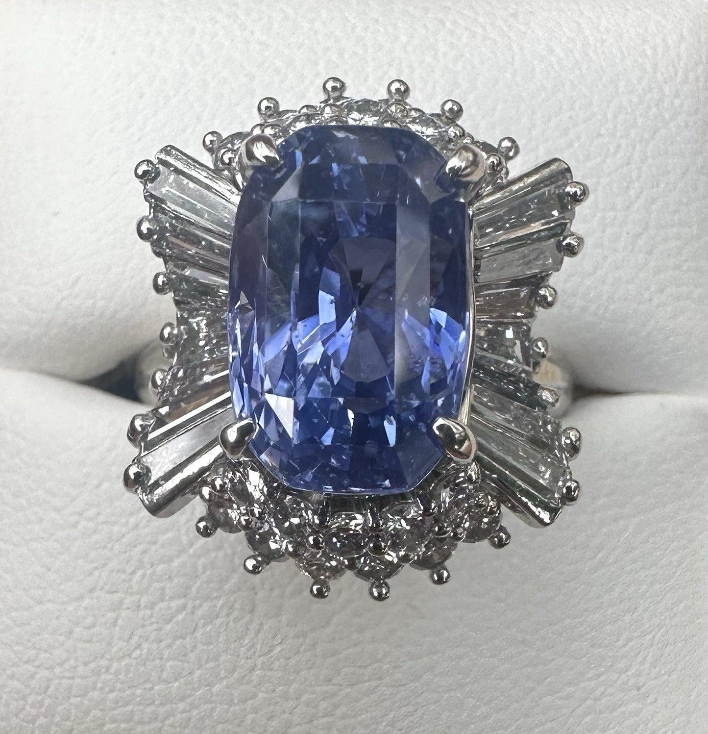 Unheated 7.38ct Blue Sapphire No Heat 18k & Diamond Ring & Cert - Stunning!