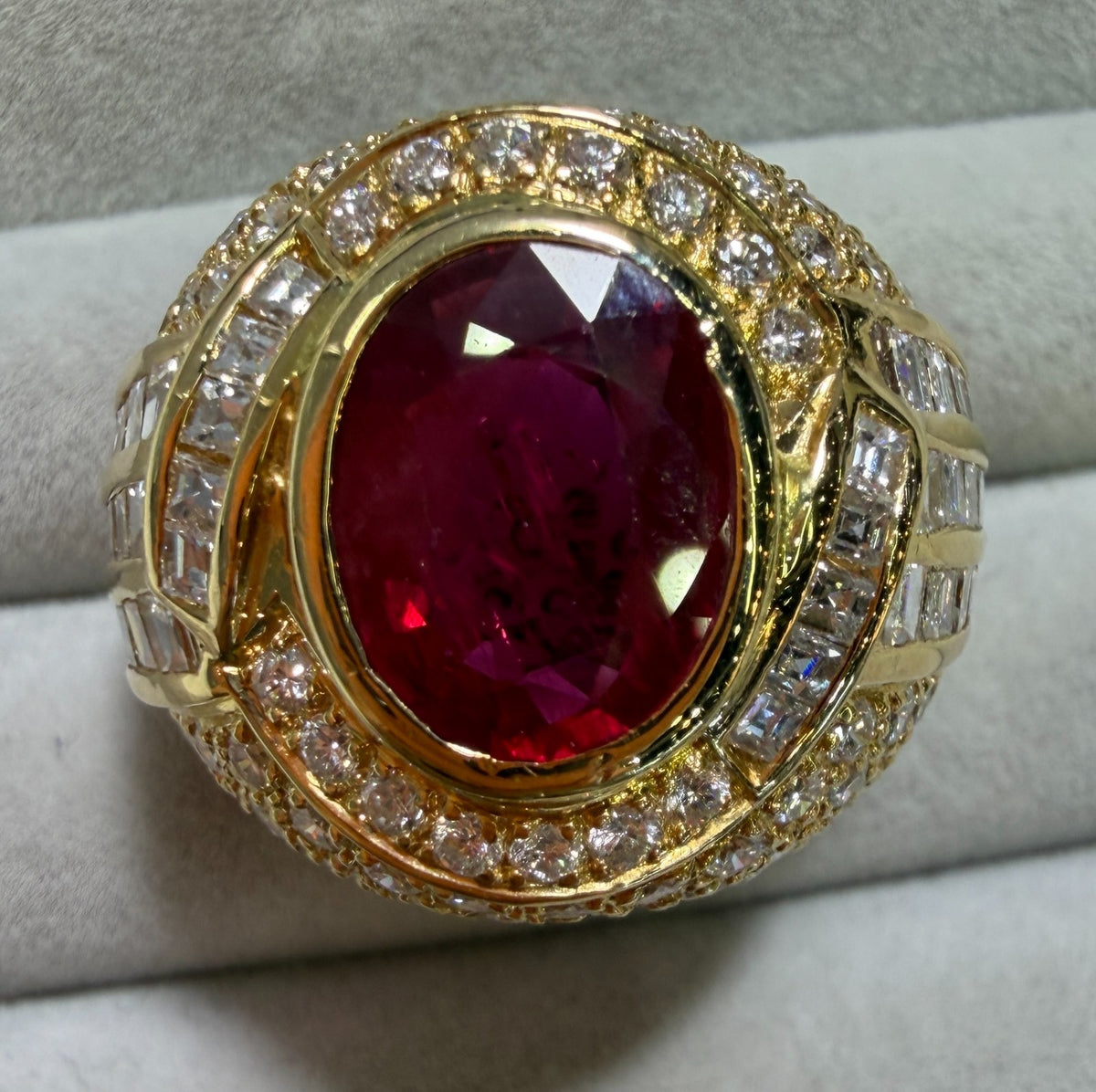A Magnificent 4.16ct Thai Ruby & Diamond Platinum Mens Ring