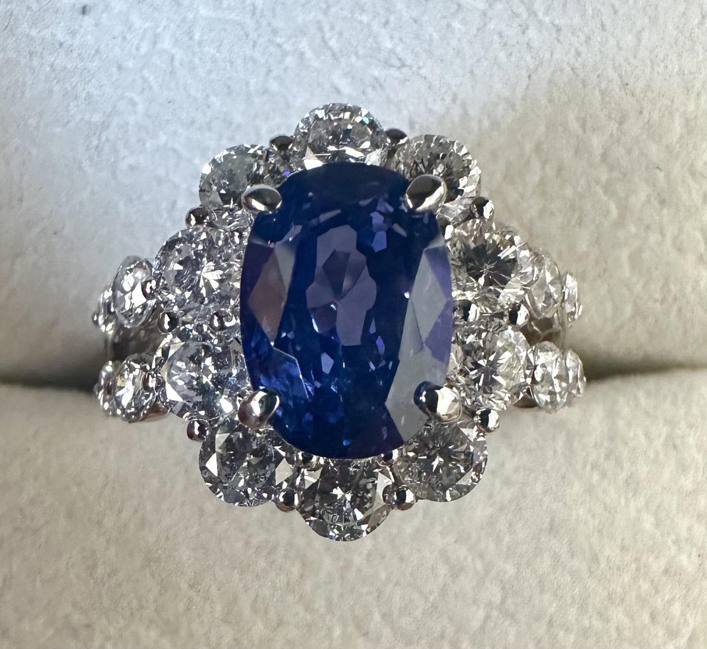 Unheated 4.69ct Blue Sapphire No Heat 18k & Diamond Ring AIGS - Stunning!